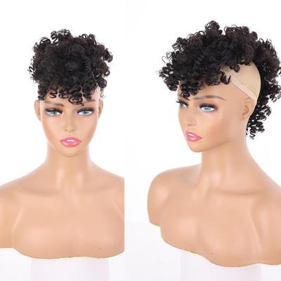 China Synthetic X-Ring Hair Factory Price Afro Short Curly Drawstring Clip In Mohawk Ponytail for sale