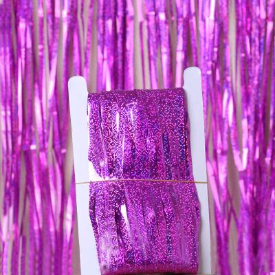 China Shiny Gold Tinsel String Foil Fringe Curtain Party Decorations Aluminum Custom Metallic Curtain Celebration for sale