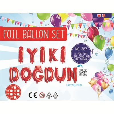 China Gift Toy Turkish Happy Birthday Party Balloons Foil Balloon For Party Decoration for sale