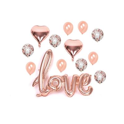 China Gift Toy New Rose Gold Confetti Letter Heart Shaped Balloon for Wedding Decoration for sale