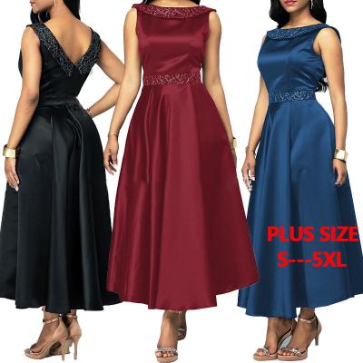 China Women Sleeveless Summer Swing High Waist Anti-Static Plus Size Maxi Party Evening Dress Elegant for sale