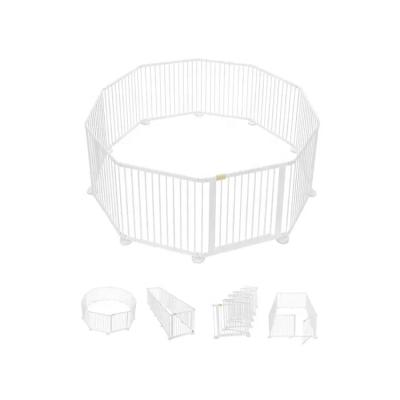 China 10 Kids Baby Playpen Easy Assembly White Panel Wooden Toddler Play Yard Fence for sale