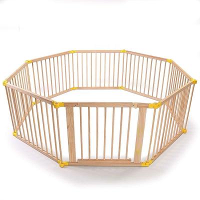 China Easy Assembly Toddler Baby Kids Kids Playpen Wooden Room Divider 8 Sided With Y Door for sale