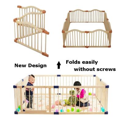 China Easy Assembly Playpen Baby Wooden Fence Wood Playpen Baby for sale