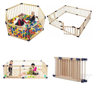 China Easy Assembly Baby Playpens Square Baby Playpen Wood With Door for sale