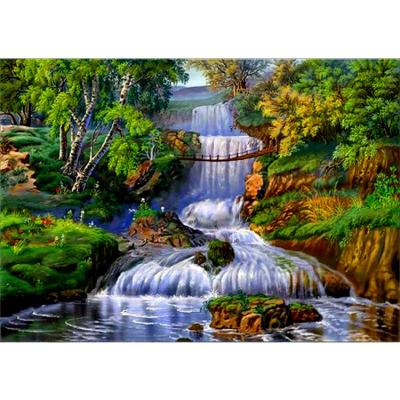 China Cheap Full Diamond Landscape Waterproof+ECO-Friendly Fashion Waterfall Water Flow Decorative Diamond Painting for sale