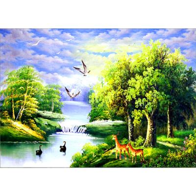 China Waterproof+ECO-Friendly New Living Room Jungle Creek Landscape Decorative Diamond Painting Non-woven Painting for sale