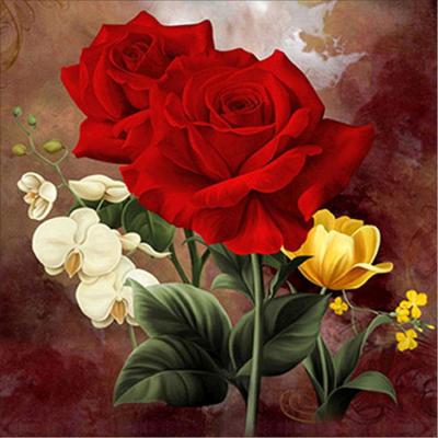 China Diamond Painting Wall Drawing Diamond Direct Sales Decoration Waterproof+ECO-Friendly New Arrival Living Room Red Roses for sale