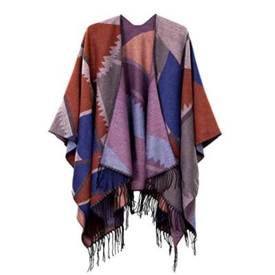 China European American Women Knit Sweater Women's Poncho Winter Woman Blanket Shawl Wholesale High Quality Coat for sale