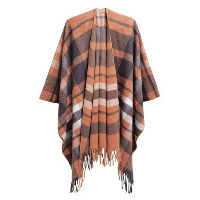 China Wholesale Poncho Shawl Shawls Poncho Free Sample Cape Tassel Plaid Good Quality American European Winter Shawls for sale