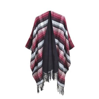 China Autumn Winter Women Oversized Wrap Soft Smooth Feeling Acrylic Shawls Hide Classic Tassel Plaid Poncho Shawl for sale