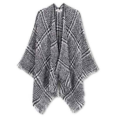 China Open Wrap Poncho Plaid Cape Shawl from Front Checked Luxury Women Winter Plus Size Soft Warm European American Fashion for sale