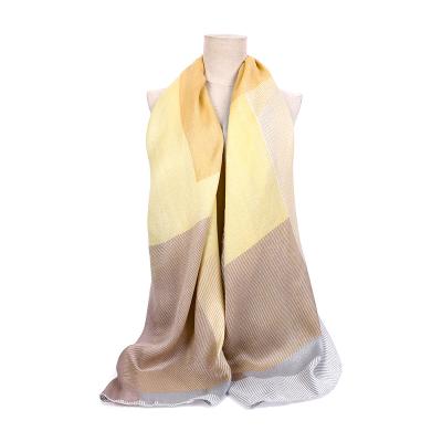 China New Design Pleat Two Colors Fashion Print Popular Pungent Soft Soft Light Silk Scarf Muslim Hijab Satin Chiffon Wrap Hijab for sale