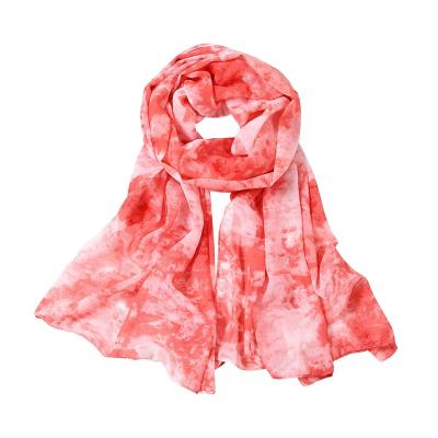 China Muslim Adult Woman Hijab Tie Up Gradient Headband Chiffon Pearl Casual Scarf Long Dyed Women Scarf For Women Summer for sale