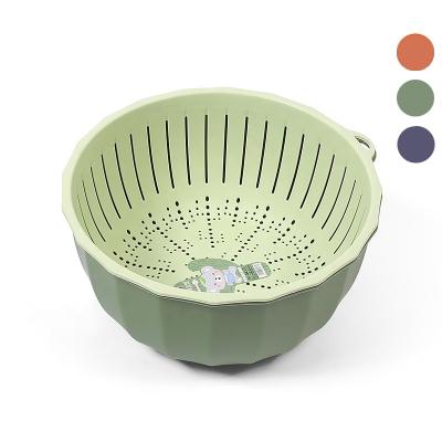 China Stocked Best Price Vegetable Fruit Basket Holder Storage for Kitchen 2 Tiers Round Colanders Strainers for sale