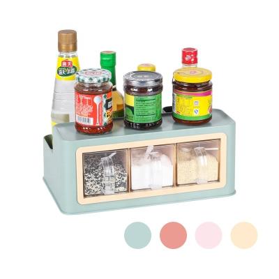 China Stocked Wholesale Kitchen Organizer Shelf Spice Holder Storage Gadgets Set Standing Double Spice Jar Rack for sale