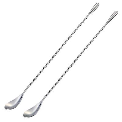 China Sustainable Cocktail Tools 30cm 12 inch Long Bar Spoon With Spiral Pattern Stainless Steel Mixing Spoon for sale