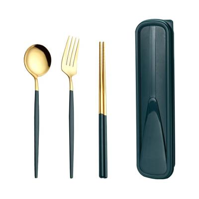 China Sustainable Camping Utensils Kit Portable Flatware Set with Case Spoon Fork Travel Cutlery Set for sale