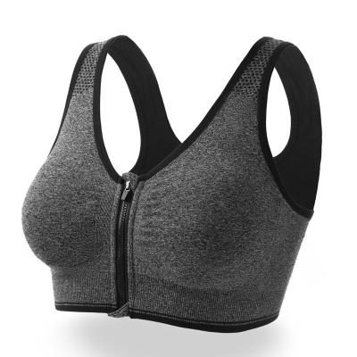 China Sports Bras Women Antibacterial Zipper Lift Up Plus Size Wire Free Padded Sports Tops Fitness Gym Yoga Yoga Sports Bra Top for sale