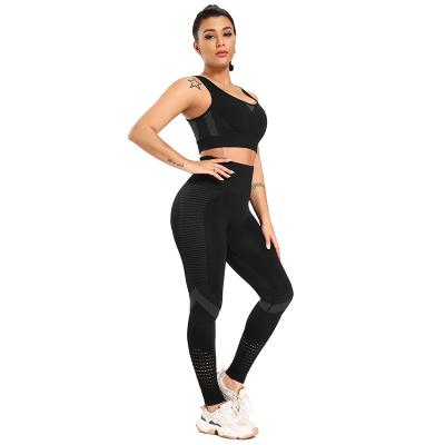 China Hot Selling Breathable Yoga Leggings Seamless Bra Sets Sports High Yoga Fitness Two Piece Waist Suit for sale