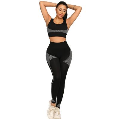 China QUICK DRY Women Yoga Set Leggings Sport Tracksuit Joggers Clothing Overalls Pants Womens Two Piece Clothing Set for sale