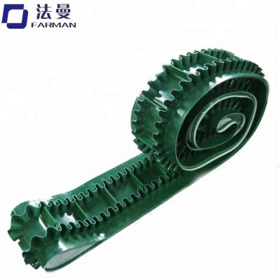 China Flat PVC Sidewall Cleat PVC Green Belt, Conveyor Belt, Belt Conveyor With Skirt for sale