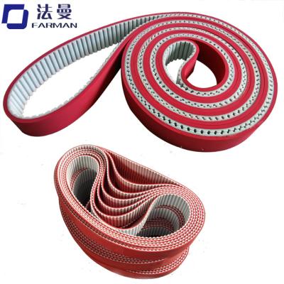 China Industrial Custom Red Rubber Coated PU Timing Belt T5 T10 At5 At10 Timing Belt PU Belt for sale