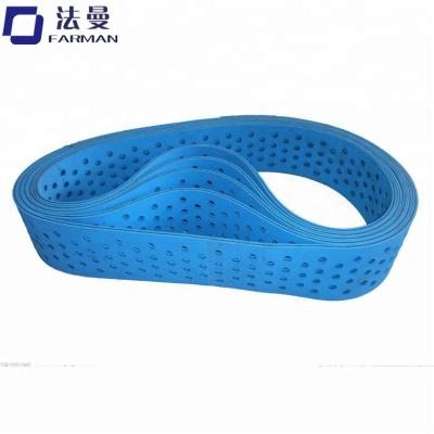 China Customized double-sided blue belt folder gluer nylon flat chip base tape construction material shops belt with holes for sale