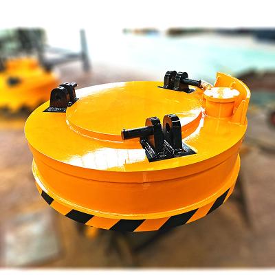 China Factory 1 Ton Round Steel Electric Scraps Handling Lifter Electric Electro Magnetic Hoist Magnetic Lifting Magnets for sale