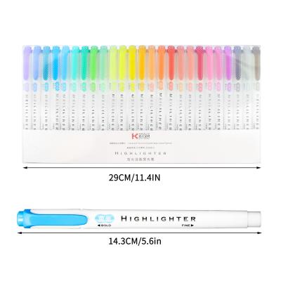 China Sweet Writing Best Selling 25 Colors Double Bar Custom Highlighter Pen Marker Colorful Pastel Drawing Tips Park for sale