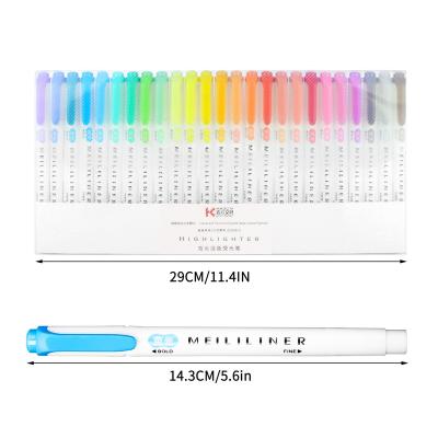 China Wholesale Smooth Marking 25 Colors Double Bar Permanent Highlighter Pen Marker Cute Stationary Minimalist Tips Pens Set for sale