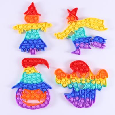 China Halloween Eco-Friendly Material Stress Relieve To Stir Toy Squishy Pumpkin Witch Ghost Scarecrow Sensory Noise for sale