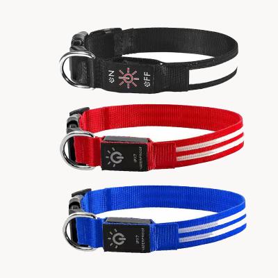 China Lights Wholesale Reflective Waterproof Led USB Rechargeable Nylon Pet Dog Collars Pet Supplies Custom Collar Leashes As Collar Dog for sale