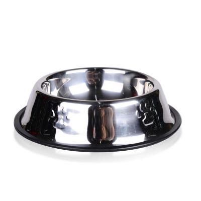 China Stocked Pet Bowls Stainless Steel Dog Food Water Bowl Feeders Products With Rubber Base Classic Pet Bowls For Dog Cat for sale