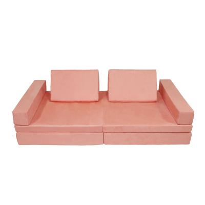 China Jela Pink 6 Pcs Eco-Friendly Set Kids Toy Couches Sofa With 2 Triangle Pillows And 2 Armrests To Reveal Building Leaping Forts for sale