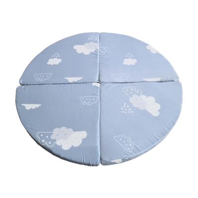 China Folding   Durable portable 4-section round folding kids infants toddlers play memory foam floor mat for playing crawling sleeping for sale