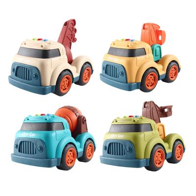 China Friction Toy Slide Wheel Cartoon Dumper Trucks Toy For Children Music Light Engineering Series 3*AG13 (INCLUDED) for sale