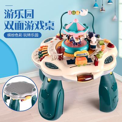 China New international amusement park building blocks music lighting game table international multifunctional parent-child 96200 toy double-sided desktop desk for sale