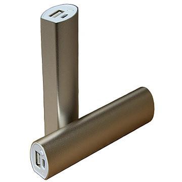 China Portable Rechargeable Golden Metal 2600 mAh Lithium Ion Power Bank for sale