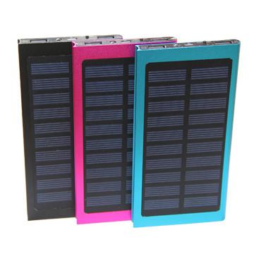 China Rose Blue 8000mah Double USB Waterproof Solar Panel Power Bank for Mobile Phone for sale