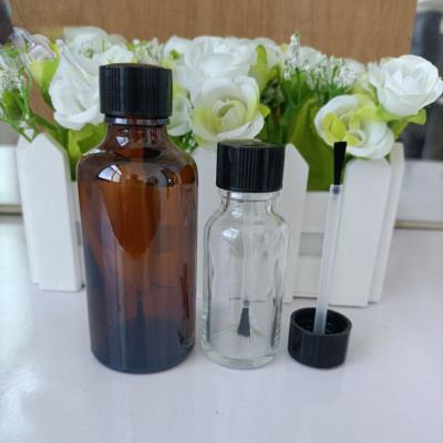 China 20ml 30ml 50ml Cosmetic Brown Transparent Brush Glue Bottle Nail Polish Glass Sub Bottle for sale