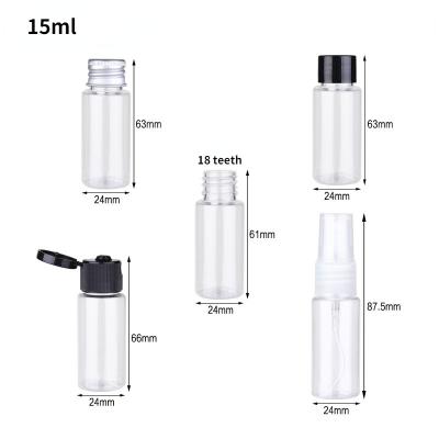 China 10ml 15ml 20ml Cosmetic Bottle PET Plastic Portable Shampoo Hotel Travel Transparent Shower Gel Bottle for sale