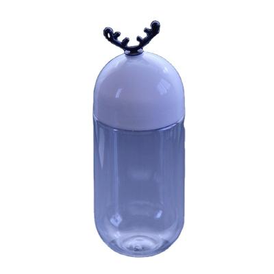 China Cosmetic Transparent Disposable Juice Tea Milk Tea Antler PET 500ml Plastic Capsule Bottle for sale