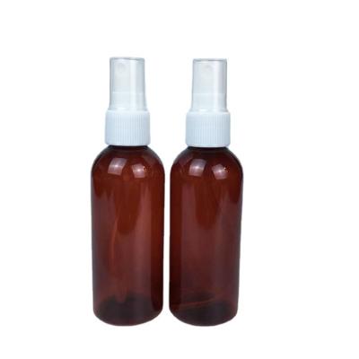 China 20ml 30ml 50ml 60ml 80ml 100ml Stocked Mist Side Spray Bottle PET Lotion Alcohol Disinfection Brown Fine Plastic Water Bottle for sale