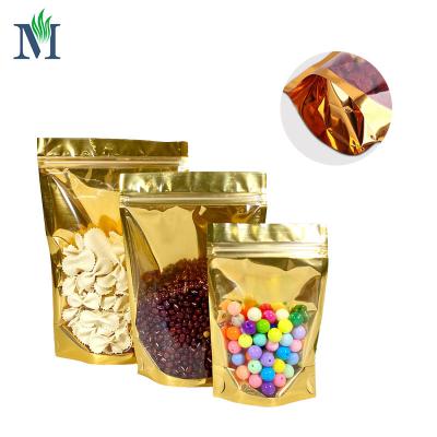 China Colored Metallic Gold Mylar Plastic Shock Resistance Zipper Lock Up Pouches Aluminum Foil Ziplock Bag For Package for sale