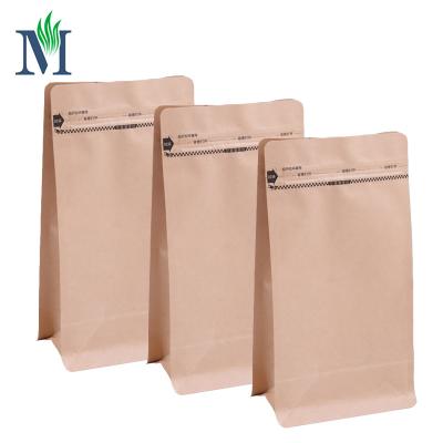 China Moisture Proof Gravure Printing Eco Friendly Custom Recycle Biodegradable PLA Kraft Paper Coffee Packaging Back Up Pouch Compostable Bag for sale