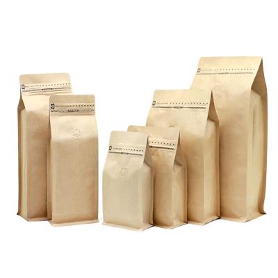 China Custom Printed Recyclable 8 Sides Heat Sealed Pouch Packaging Bag Coffee Flat Bottom Coffee Beans Bag Coffee Packaging Bag With Valve for sale