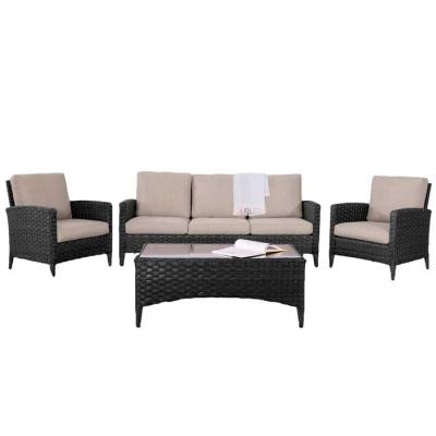 China Durable Patio Aluminum Wicker 4 Piece Outdoor Conversation Set, Outdoor Wicker Rattan Furniture Garden Furniture Sofa Set With Cushion for sale