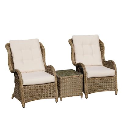 China Weather Resistant Patio 3 Piece Converstation Set, Outdoor Wicker Rattan Furniture Garden Furniture Sofa Chair Set With Cushion. for sale