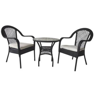 China Weather Resistant Patio 3 Piece Bistro Coffee Table Set, Outdoor Wicker Rattan Furniture Garden Furniture Sofa Chair Set With Cushion. for sale